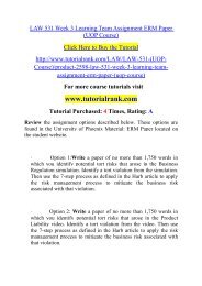 LAW 531 Week 3 Learning Team Assignment ERM Paper (UOP Course)/TutorialRank