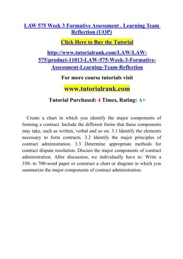LAW 575 Week 3 Formative Assessment . Learning Team Reflection (UOP)/TutorialRank
