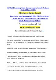 LDR 301 Learning Team Entrepreneurial Small Business Project Phase (UOP)/TutorialRank