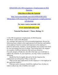 STRAYER LEG 500 Assignment 1 Employment(Uop)/TutorialRank