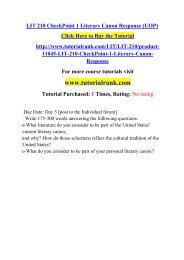 LIT 210 CheckPoint 1 Literary Canon Response (UOP)/TutorialRank