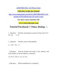 ASHFORD MAT 126 Week 3 Quiz/TutorialRank