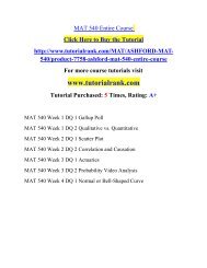 MAT 540 Entire Course(Uop)/TutorialRank