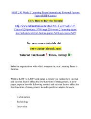 MGT 230 Week 2 Learning Team Internal and External Factors Paper/TutorialRank