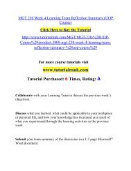 MGT 230 Week 4 Learning Team Reflection Summary Course(Uop)/TourialRank