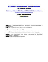 MGT 300 Week 2 Individual Assignment Profile of a Small Business