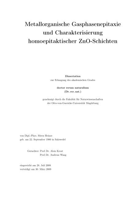 Metallorganische Gasphasenepitaxie Und Charakterisierung