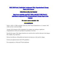 MGT 380 Week 2 Individual Assignment Why Organizational Change Paper (Ash Course)