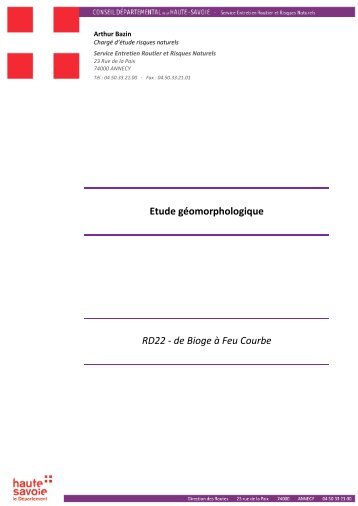 Etude géomorphologique - RD22 - de Bioge à Feu Courbe