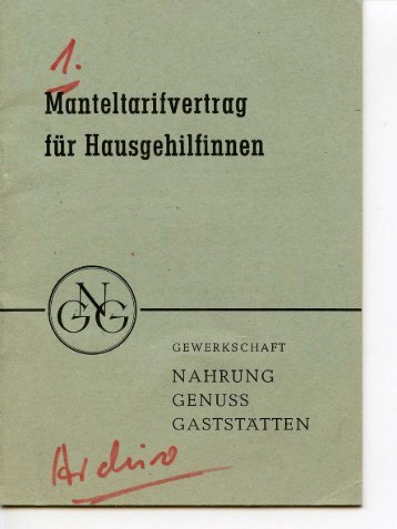 Manteltarifvertrag für Hausgehilfinnen