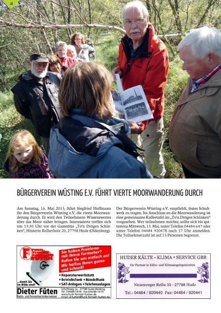 BÜRGERBRIEF Ausgabe 87 - Mai 2015 - Vereinsheft vom Bürgerverein Wüsting e.V.