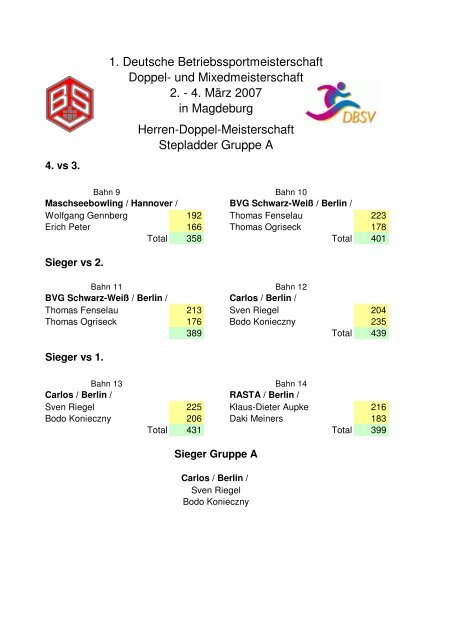 Ergebnisse 1. DBM Doppel und Mixed vom 02