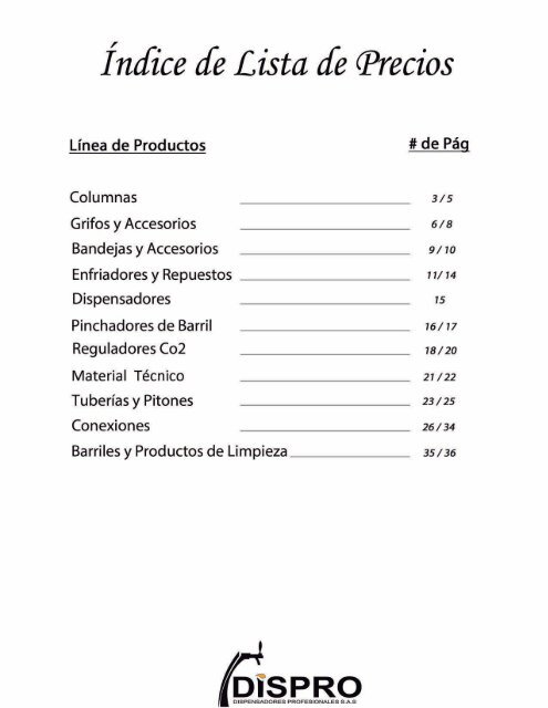 LISTA DE PRECIOS