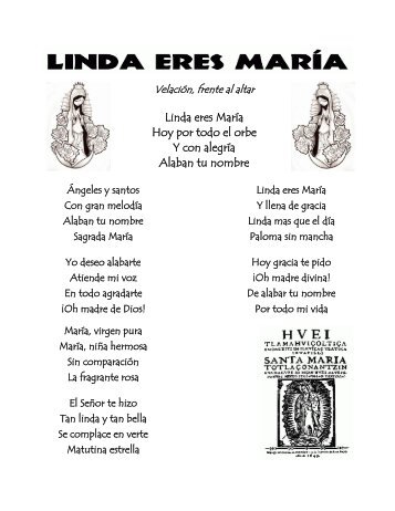 Linda eres María Hoy por todo el orbe Y con alegría Alaban tu nombre