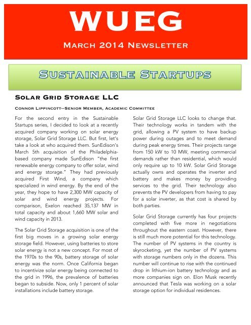 WUEG March 2015 Newsletter