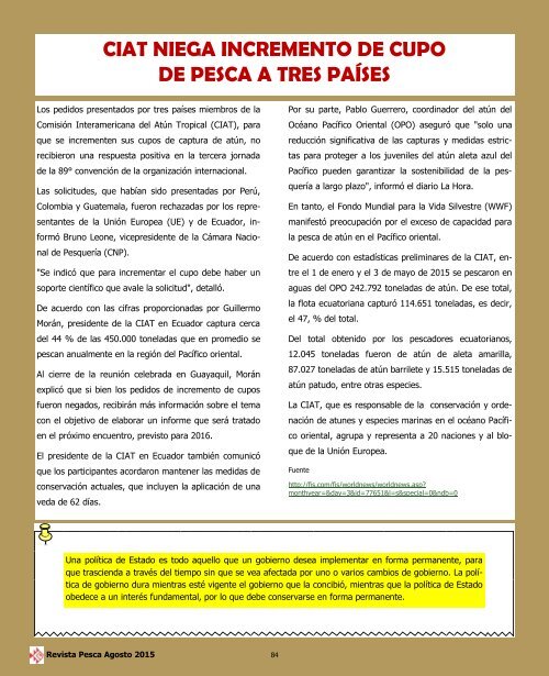 REVISTA PESCA AGOSTO 2015