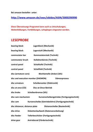 Fremdsprache englisch-deutsch: Technik-Wissen fuer Mechatronik-Azubis (Mechanik-LESEPROBE: )