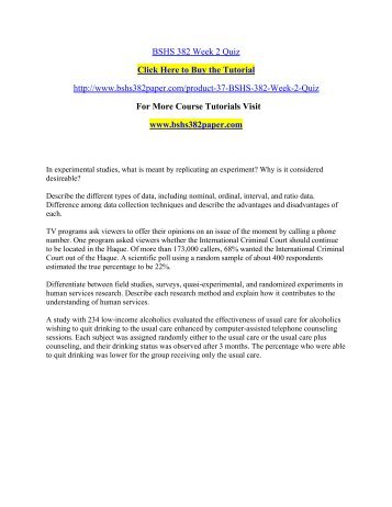 BSHS 382 Week 2 Quiz/ bshs382paperdotcom 