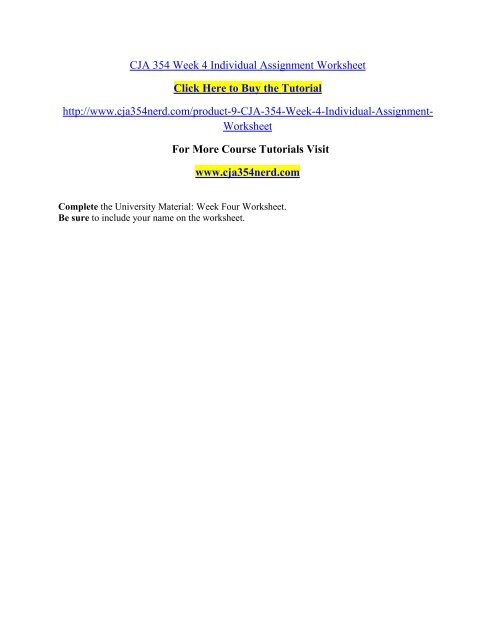 CJA 354 Week 4 Individual Assignment Worksheet/ cja354nerddotcom 