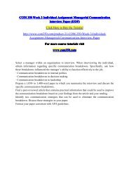 COM 350 Week 3 Individual Assignment Managerial Communication Interview Paper (UOP) / com350dotcom