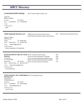 MRCC Directory - Missouri Department of Transportation