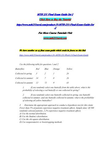 MTH 231 Final Exam Guide Set 2/MTH231nerddotcom