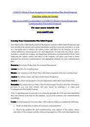 COM 537 Week 4 Team Assignment Communication Plan Initial Proposal / com537dotcom