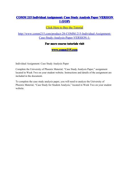 Case study analysis comm 215
