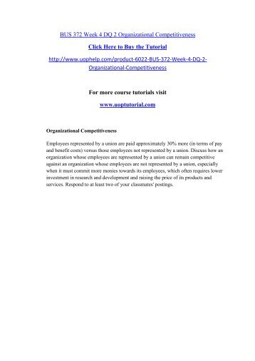 BUS 372 Week 4 DQ 2 Organizational Competitiveness/uophelp