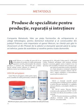 Weicon - produse de specialitate pentru producţie, reparaţii și întreţinere