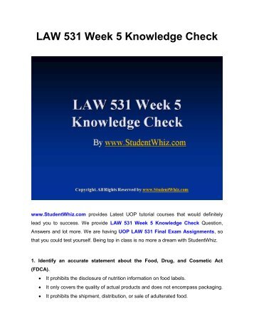 LAW 531 Week 5 Knowledge Check UOP Tutorial