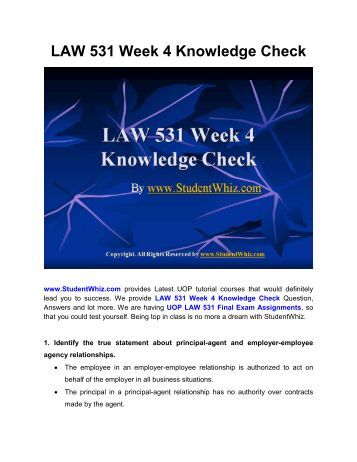 law 531 week 1 knowledge check For more classes visit wwwlaw531martcom 1identify an accurate statement about a sole proprietorship 2sara and cilia run a café together they share ownership of. law 531 week 1 knowledge check For more classes visit wwwlaw531martcom 1identify an accurate statement about a sole proprietorship 2sara and cilia run a café together they share ownership of.