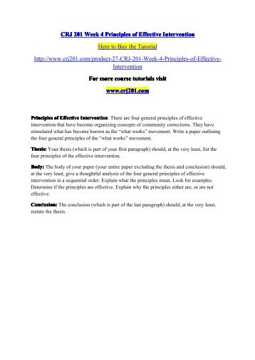 CRJ 201 Week 4 Principles of Effective Intervention / crj201dotcom