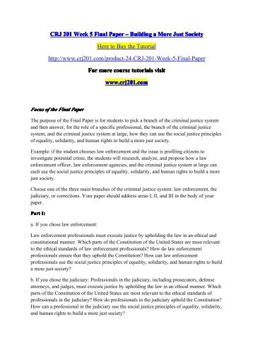CRJ 201 Week 5 Final Paper – Building a More Just Society / crj201dotcom