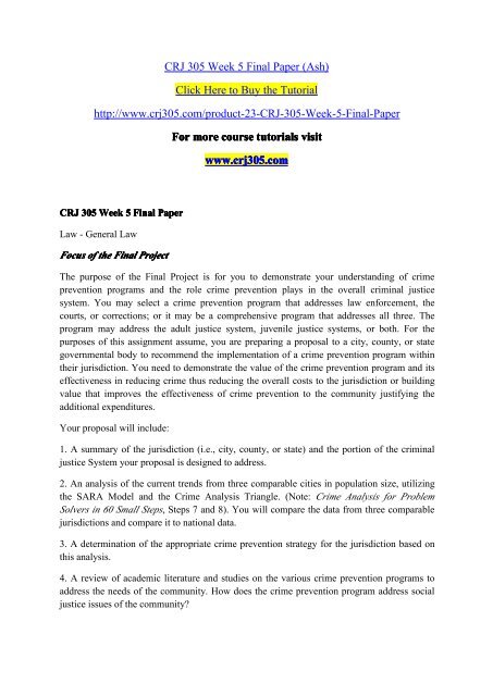 CRJ 305 Week 5 Final Paper (Ash) / crj305dotcom