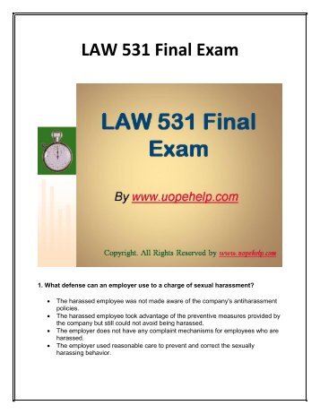 LAW 531 Final Exam Question Answer UOP eHelp