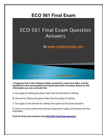 ECO 561 Final Exam Latest UOP Final Exam Questions With Answers