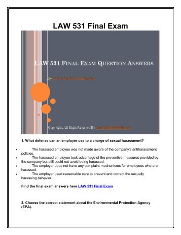 LAW 531 Final Exam Latest University of Phoenix Tutoring