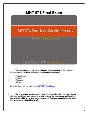 mkt 571 week 6 final exam Study flashcards on mkt 571 final exam at cramcom quickly memorize the terms, phrases and much more cramcom makes it easy to get the grade you want. mkt 571 week 6 final exam Study flashcards on mkt 571 final exam at cramcom quickly memorize the terms, phrases and much more cramcom makes it easy to get the grade you want.