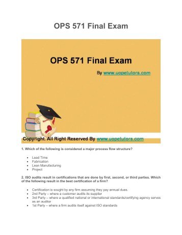 OPS 571 Final Exam Latest UOP Course Assignments