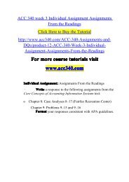 ACC 340 week 3 Individual Assignment Assignments -acc340dotcom