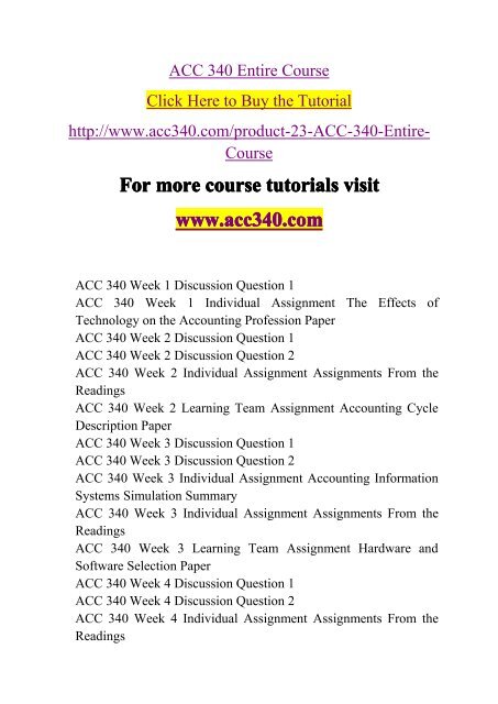 ACC 340 Entire Course-acc340dotcom