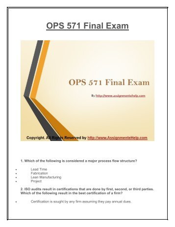 OPS 571 Final Exam UOP Complete Course Assignment eHelp