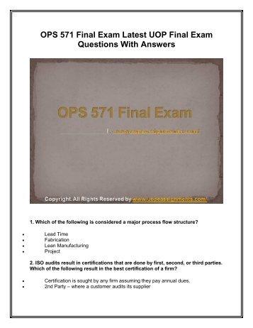 OPS 571 Final Exam Latest UOP Final Exam Questions With Answers
