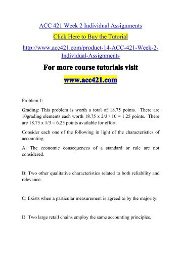 ACC 421 Week 2 Individual -acc421dotcom