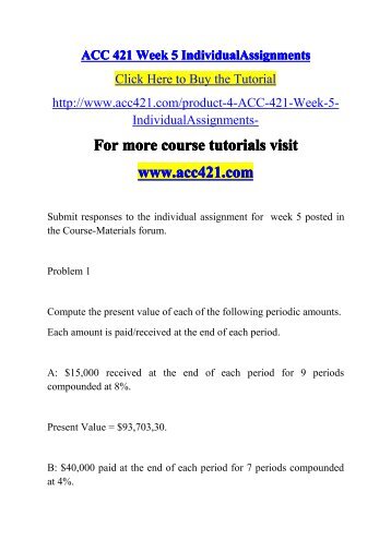 ACC 421 Week 5 Individual Assignments-acc421dotcom