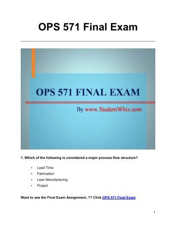 OPS 571 Final Exam UOP Complete Course Assignment