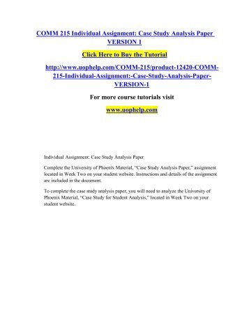 Case study analysis comm 215