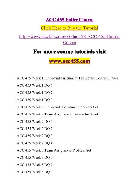 ACC 455 Entire Course-acc455dotcom