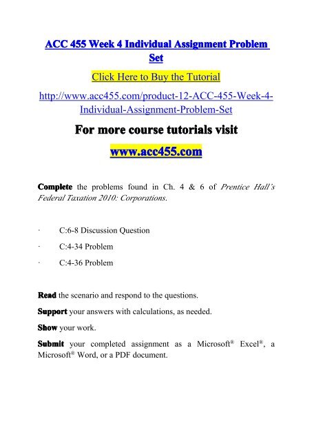 ACC 455 Week 4 Individual Assignment -acc455dotcom